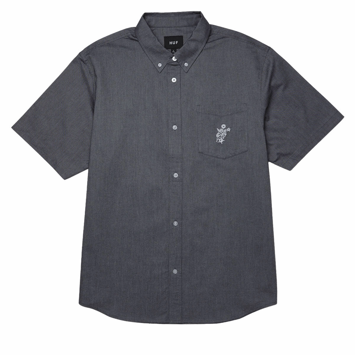 HUF Icarus Oxford Shirt - Washed Black Vegetarian Car Audio