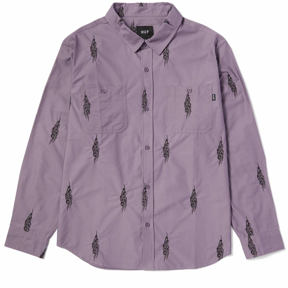 HUF Larkin Embroidered Long Sleeve Work Shirt - Dust Purple Organic Food Trash Bags
