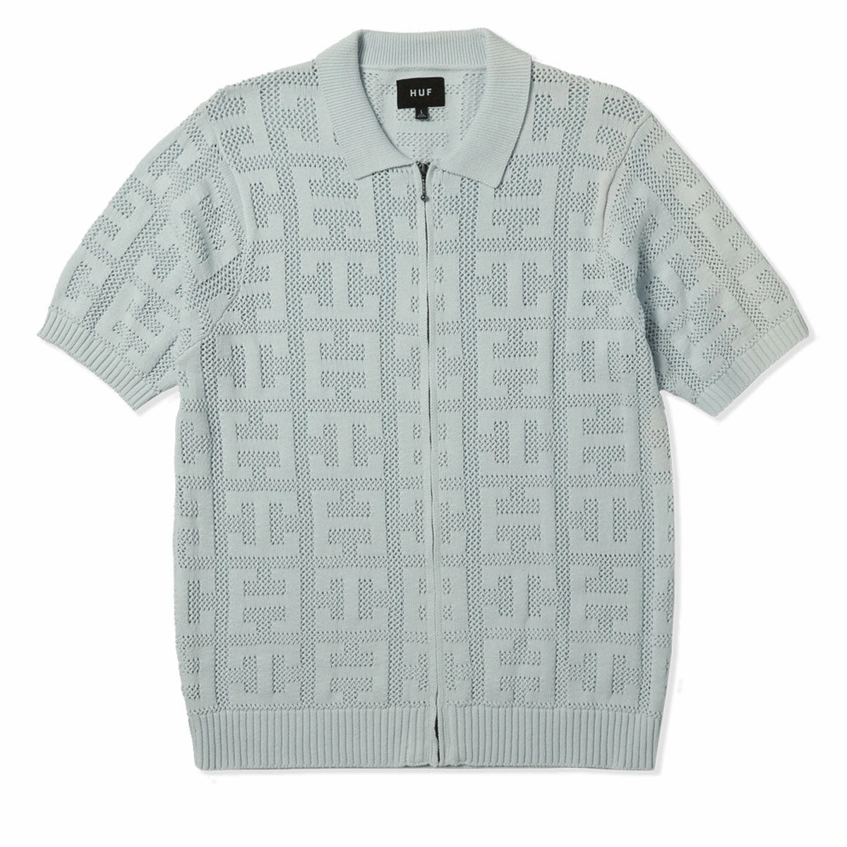 HUF Monogram Jacquard Zip Sweater - Sky DVDs Trash Bags