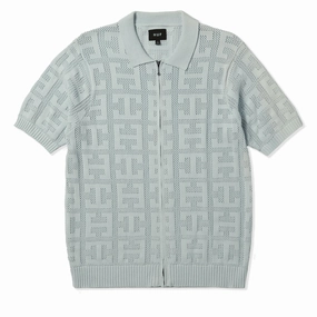 HUF Monogram Jacquard Zip Sweater - Sky DVDs Trash Bags