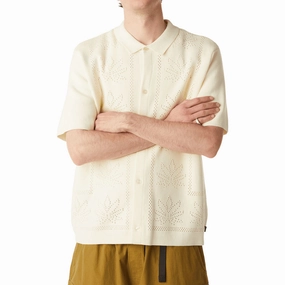 HUF Plantlife Perforated Knit Shirt - Natural Music Fax Machines