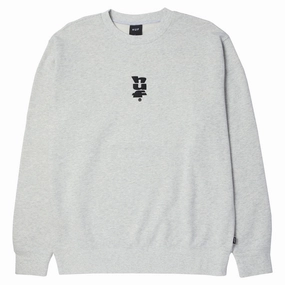 HUF Set Megablast Crewneck Sweatshirt - Ash Restaurant Equipment Games