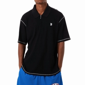 HUF Waffle Knit Contrast Polo Shirt - Black Educational Games Gluten-Free