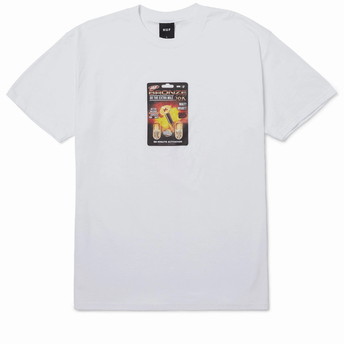Huf x Bronze 56k Enhanced T-Shirt - White Packaging Materials Vinyl Records
