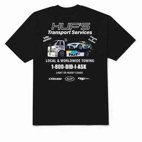 HUF x Greddy Tow T-Shirt - Black Trading Cards Silk Fabric