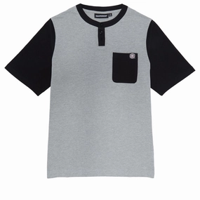 Independent BTG Label Henley Shirt - Heather Grey/Black Vegan Party Supplies