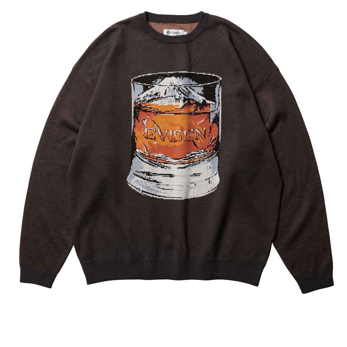 Industrial Clothing Evisen Mountain High Jacquard Crewneck Sweatshirt - Black Beverages