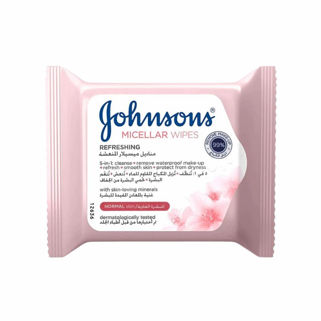 Johnson's Facial Wipes Micellar Refreshing Normal Pink 25 Pieces