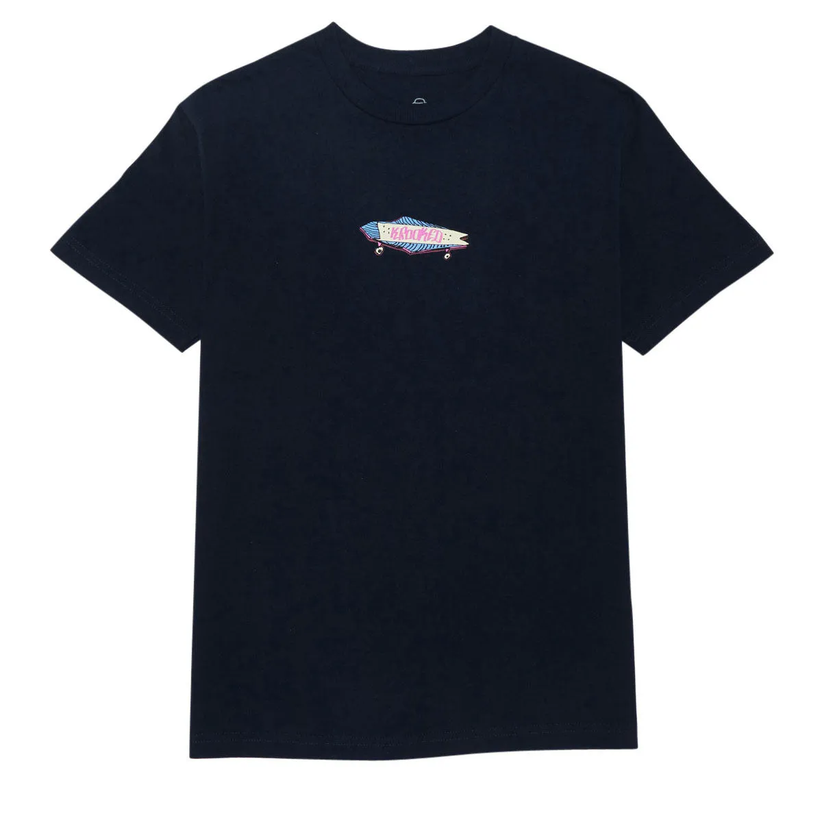 Krooked Bored T-Shirt - True Navy/Multi Color Print Pool Supplies Boxes