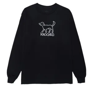 Krooked El Perro Long Sleeve T-Shirt - Black/White Cruise Ships Everyday Wear