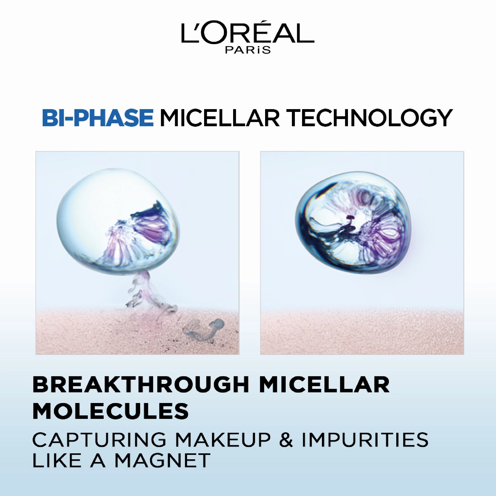 L'Oral Paris Micellar Bi Phase for Waterproof Makeup & Deep Cleansing 400ml