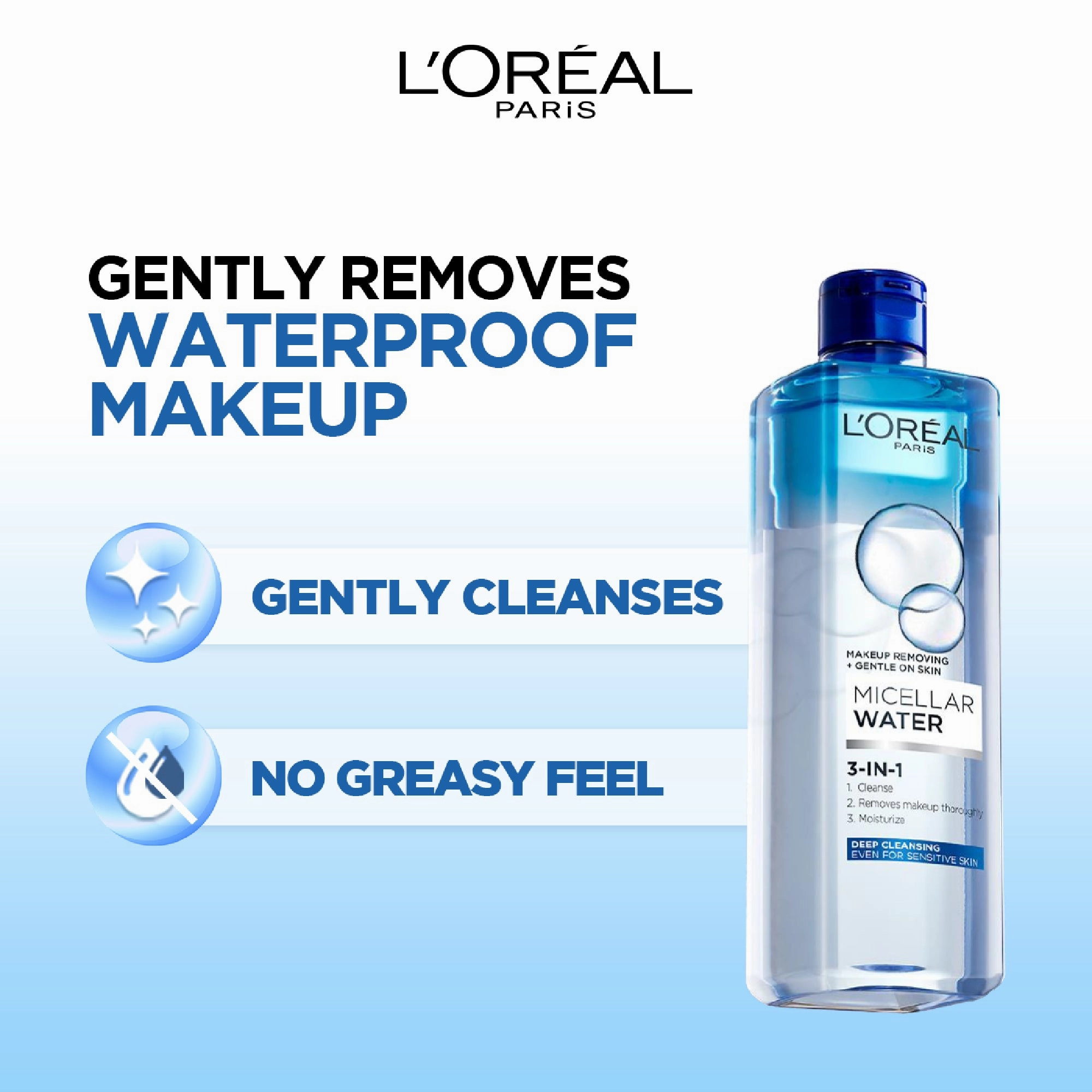 L'Oral Paris Micellar Bi Phase for Waterproof Makeup & Deep Cleansing 400ml
