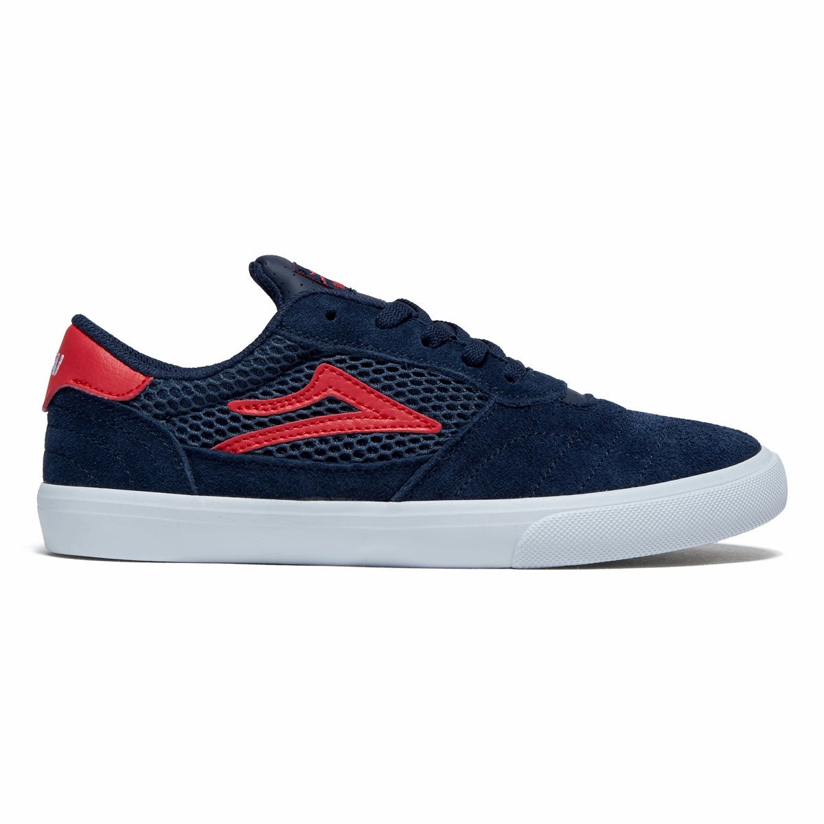 Lakai Youth Cambridge Shoes - Navy/Red Suede Linen Apparel Minimalist Design