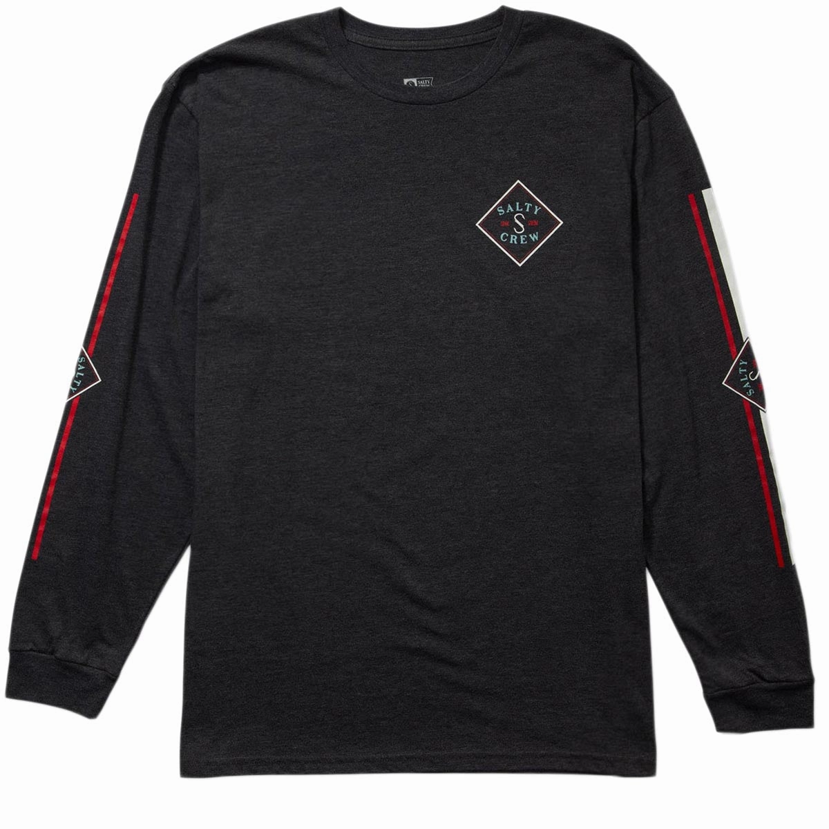 Laundry Detergent Salty Crew Tippet Color Long Sleeve T-Shirt - Charcoal Heather Fit Guide