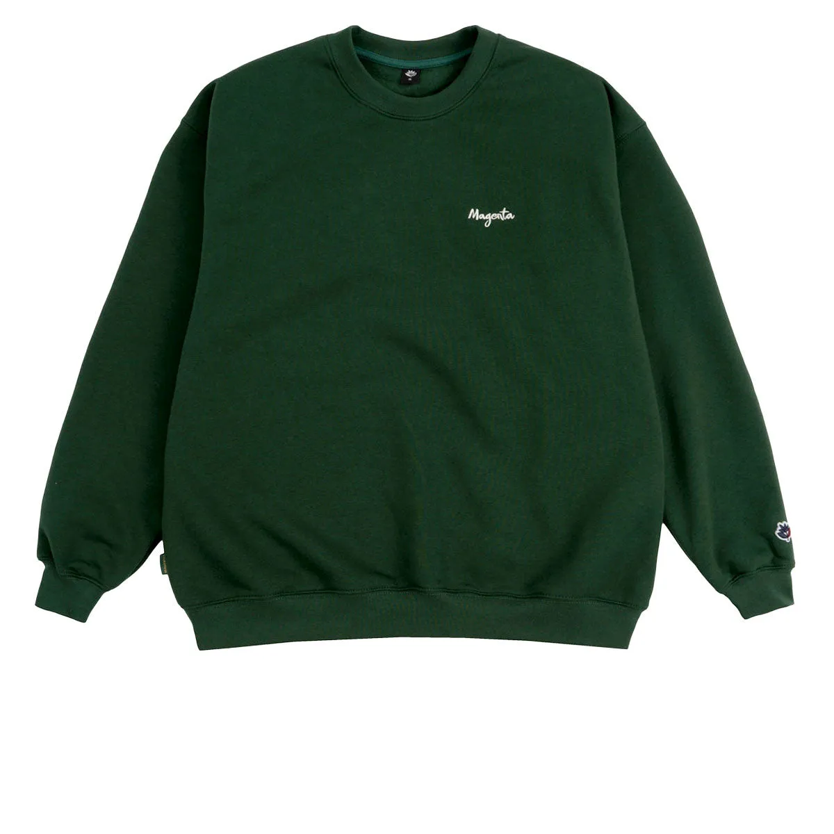 Magenta Script Crewneck Sweatshirt - Green Scarves Hospitality Supplies