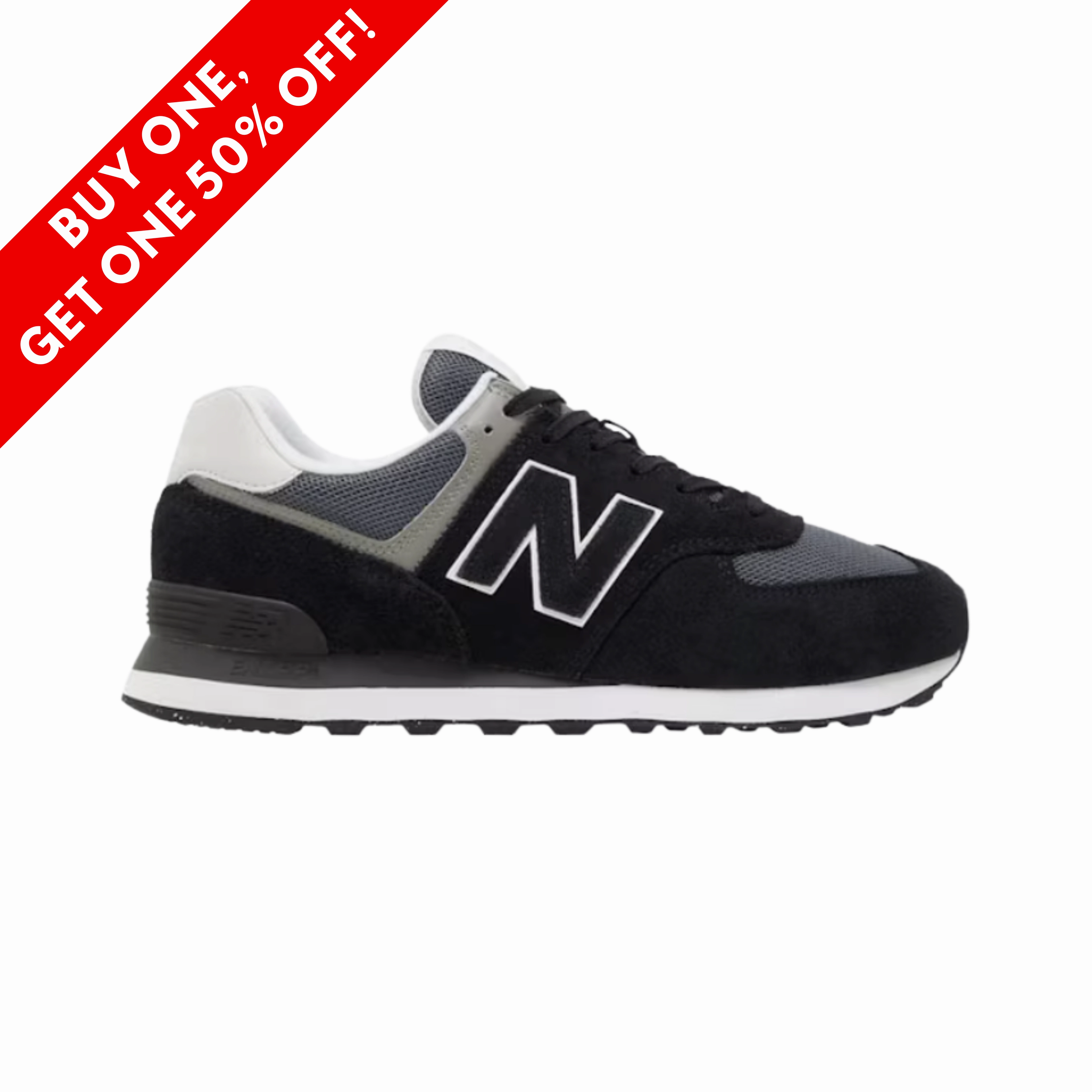 Men's 574 Core - Black with White and Grey (D Width)