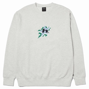 Men's Grooming HUF H Bit Crewneck Sweatshirt - Ash Cleaning Supplies
