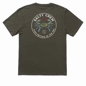 Modern Fashion Salty Crew Blue Crabber T-Shirt - Dusty Olive Workbooks