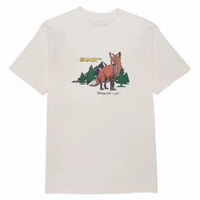Newspapers Snack Crazy Like A Fox T-Shirt - Cream Motorcycle Gear