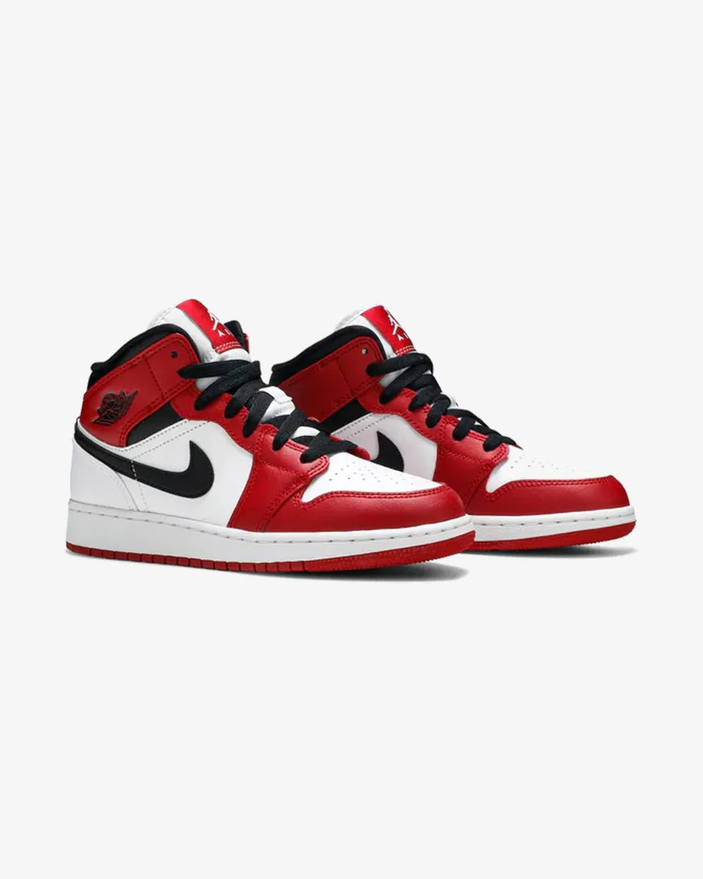 NIKE AIR JORDAN1 MID CHICAGO WHITE HEEL GS Stretchy Material