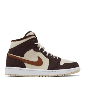 NIKE AIR JORDAN1 MID SE BROWN BASALT OATMEAL WMNS (NEW) Modern Cushioning Layered Look