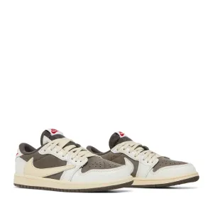 Soft Leather Finish All-weather flair NIKE X TRAVIS SCOTT AIR JORDAN1 RETRO LOW REVERSE MOCHA PRESCHOOL