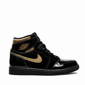 Stretchy Material NIKE AIR JORDAN1 RETRO HIGH BLACK METALLIC GOLD 2020 GS (NEW)
