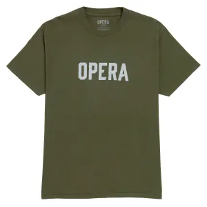 Nylon Materials Opera Font T-Shirt - Military Green Printers