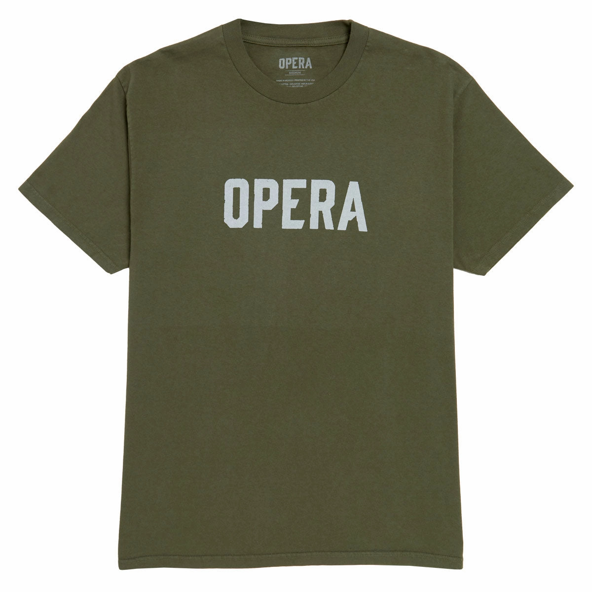 Nylon Materials Opera Font T-Shirt - Military Green Printers