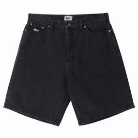 Obey Bigwig Baggy Denim Shorts - Faded Black Tape Year-Round Basics