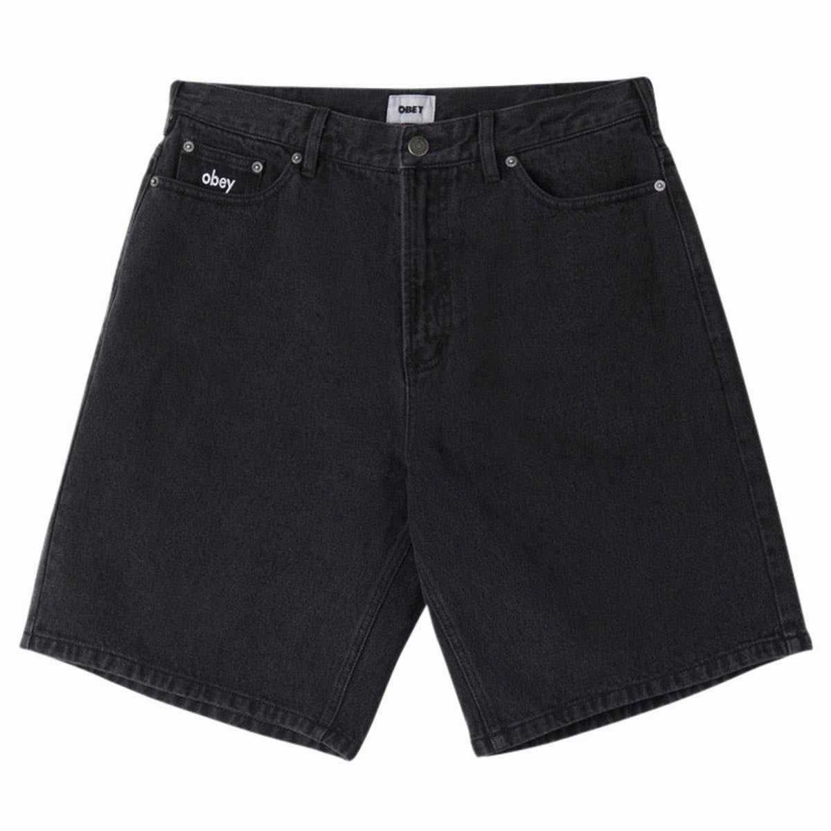 Obey Bigwig Baggy Denim Shorts - Faded Black Tape Year-Round Basics