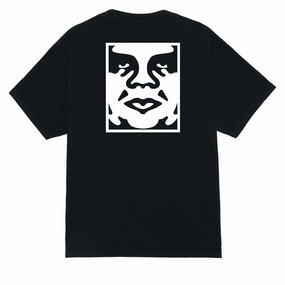 Obey Bold Icon Face T-Shirt - Pigment True Vintage Black Aviation Building Materials