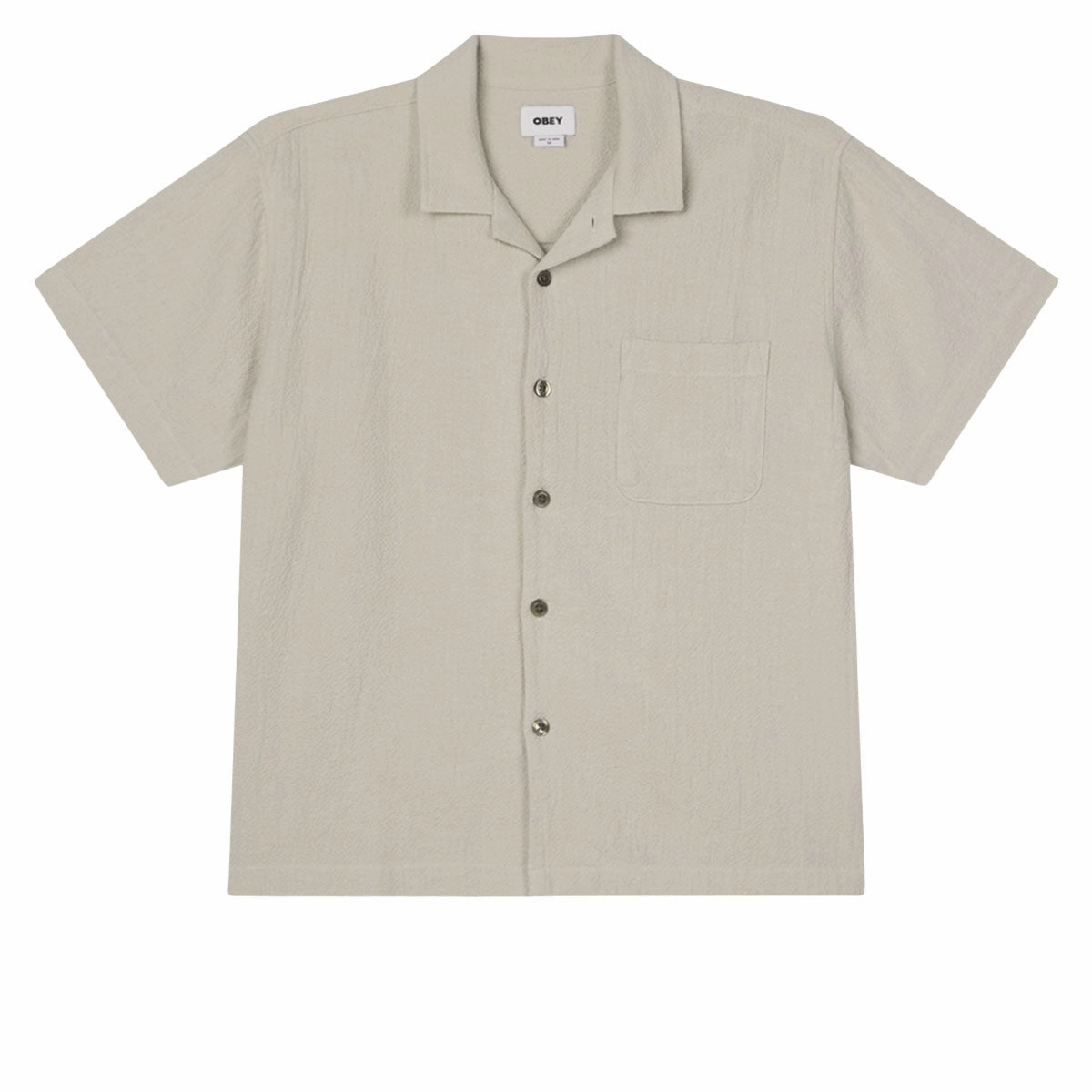 Obey Curtis Woven Shirt - Natural Sports Cards Rompers