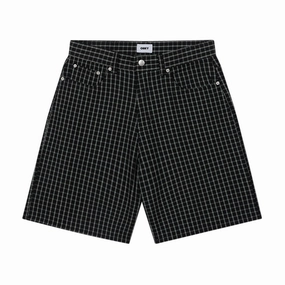 Obey Plaid Baggy Denim Shorts - Black Multi Cleaning Supplies Stationery