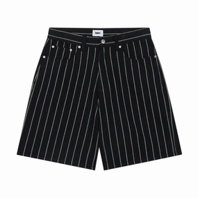 Obey Stripe Baggy Denim Shorts - Black Multi Stamps Electrical Supplies
