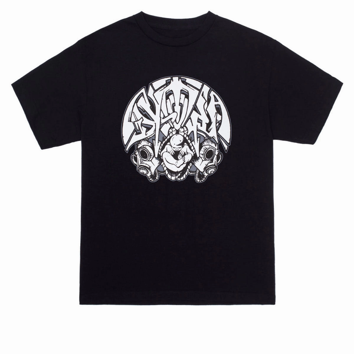 Office Supplies GX1000 Dystopia Gas Mask T-Shirt - Black Tires