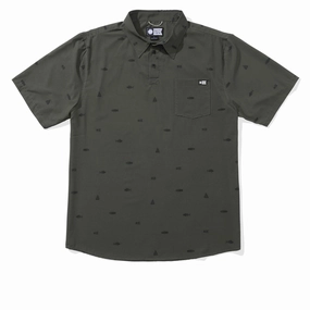 Outerwear Salty Crew Mayday Perf Tech Polo Shirt - Olive Boxes