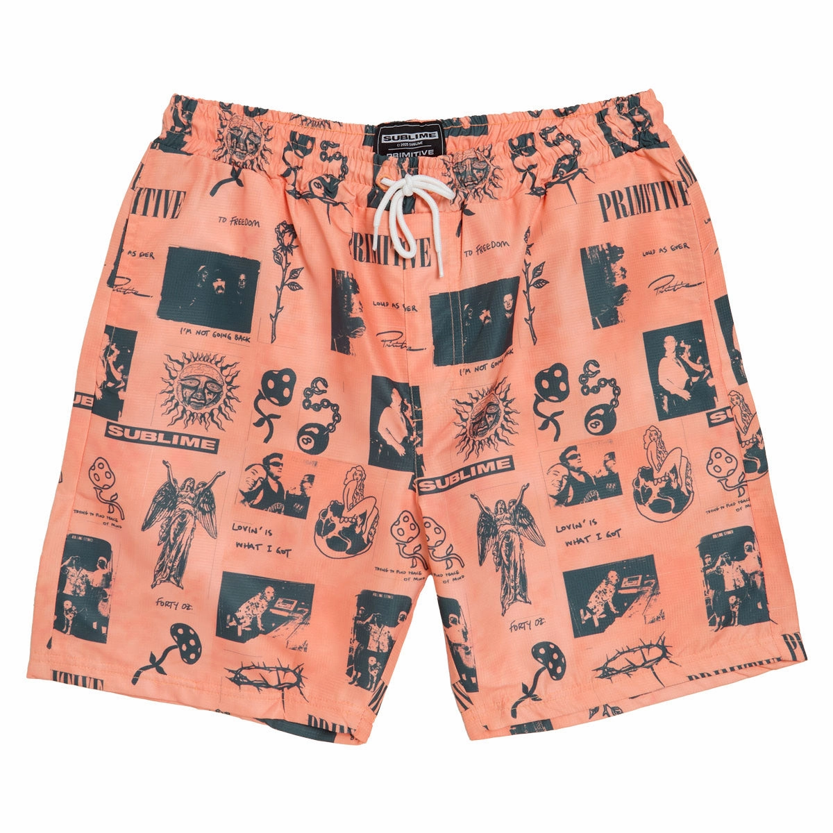 Packaging Materials Primitive x Sublime Boardwalk Shorts - Coral Conditioner
