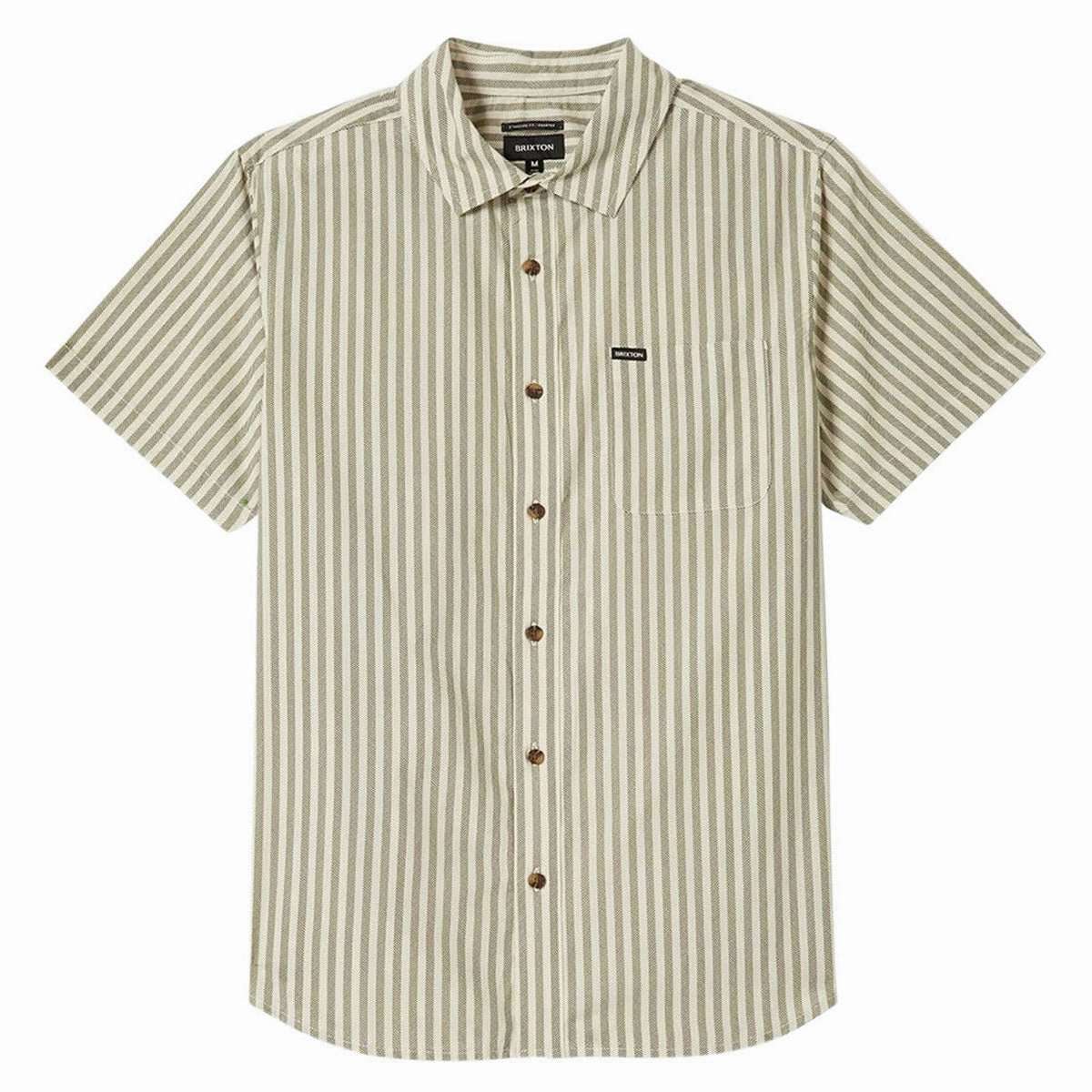 Paper Brixton Charter Print Shirt - Whitecap/Ivy Green Stripe Fax Machines
