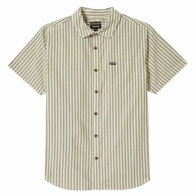 Paper Brixton Charter Print Shirt - Whitecap/Ivy Green Stripe Fax Machines