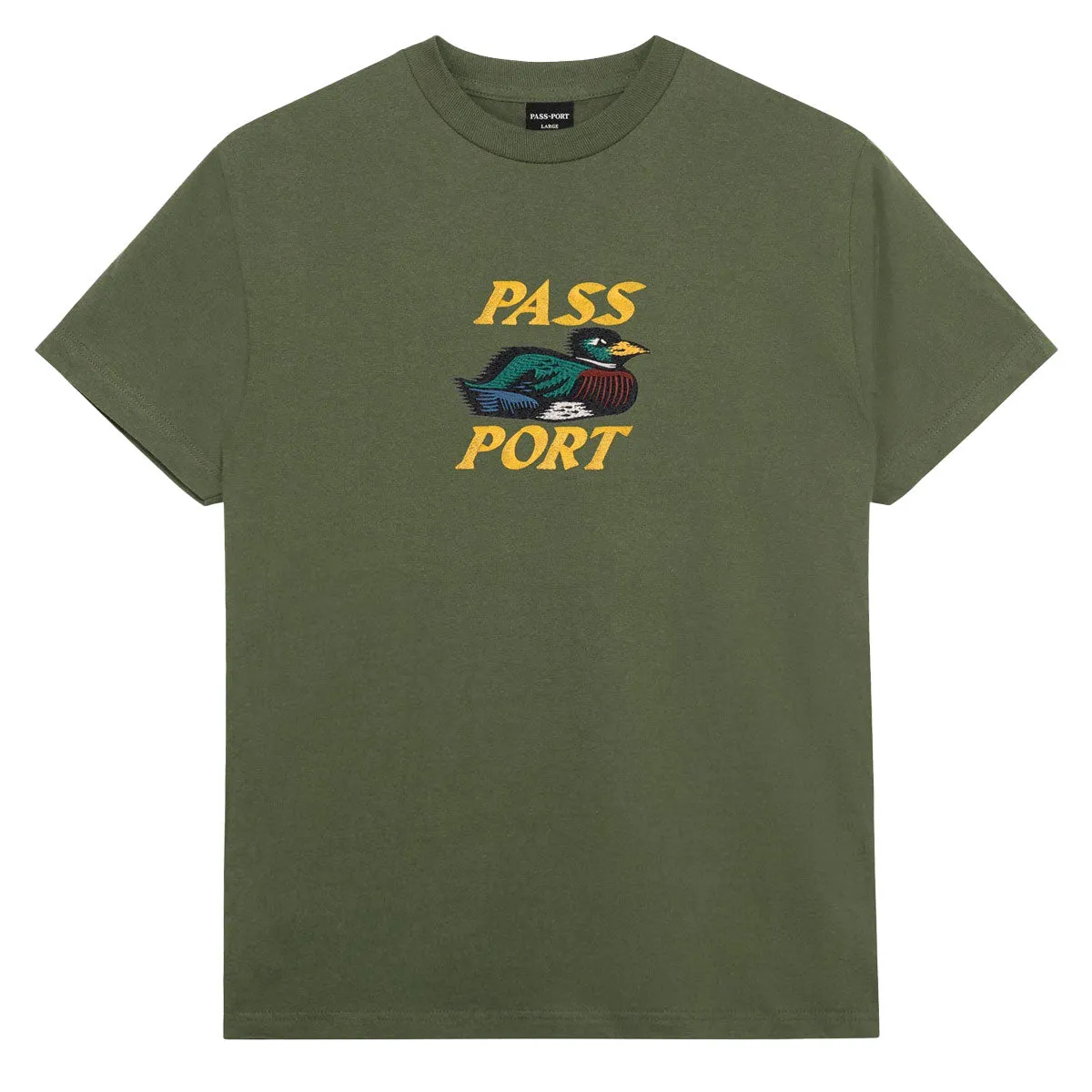 Passport Fast Duck T-Shirt - Olive Gloves Paper