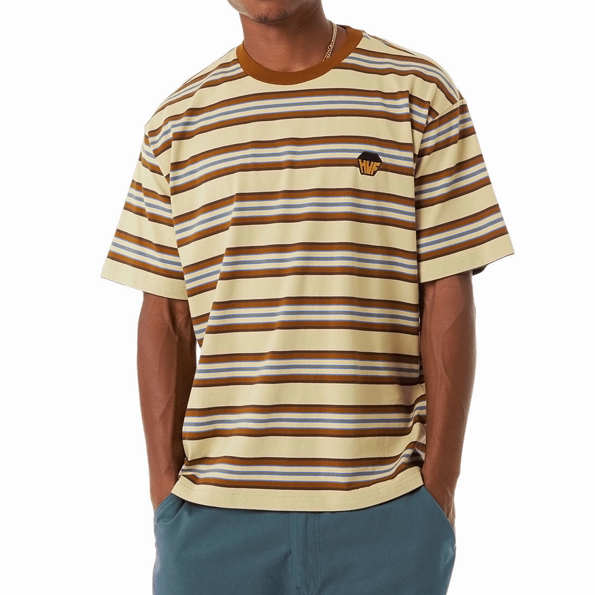 Photography HUF Big Block Stripe Boxy T-Shirt - Clay Hair Care