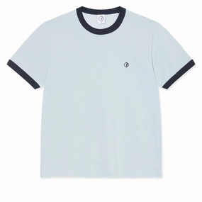 Polar Ringer T-Shirt - Light Blue/Navy Music Fax Machines