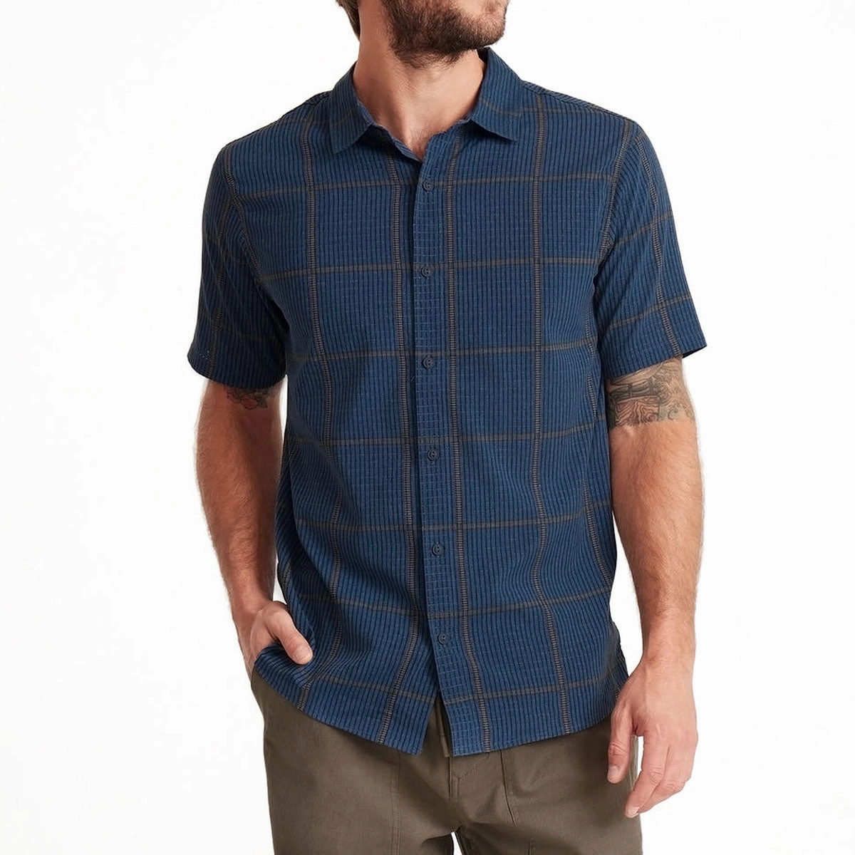 Posters Roark Bless Up Shirt - Navy Plaid Groceries