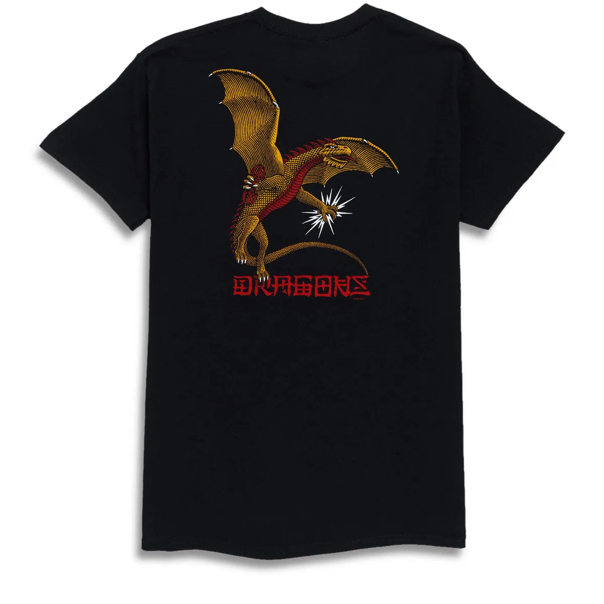 Powell-Peralta Dragons Logo T-Shirt - Black Lawn Mowers Workbooks