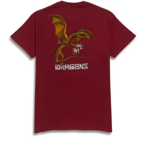 Powell-Peralta Dragons Logo T-Shirt - Burgundy Electrical Supplies Backpacks
