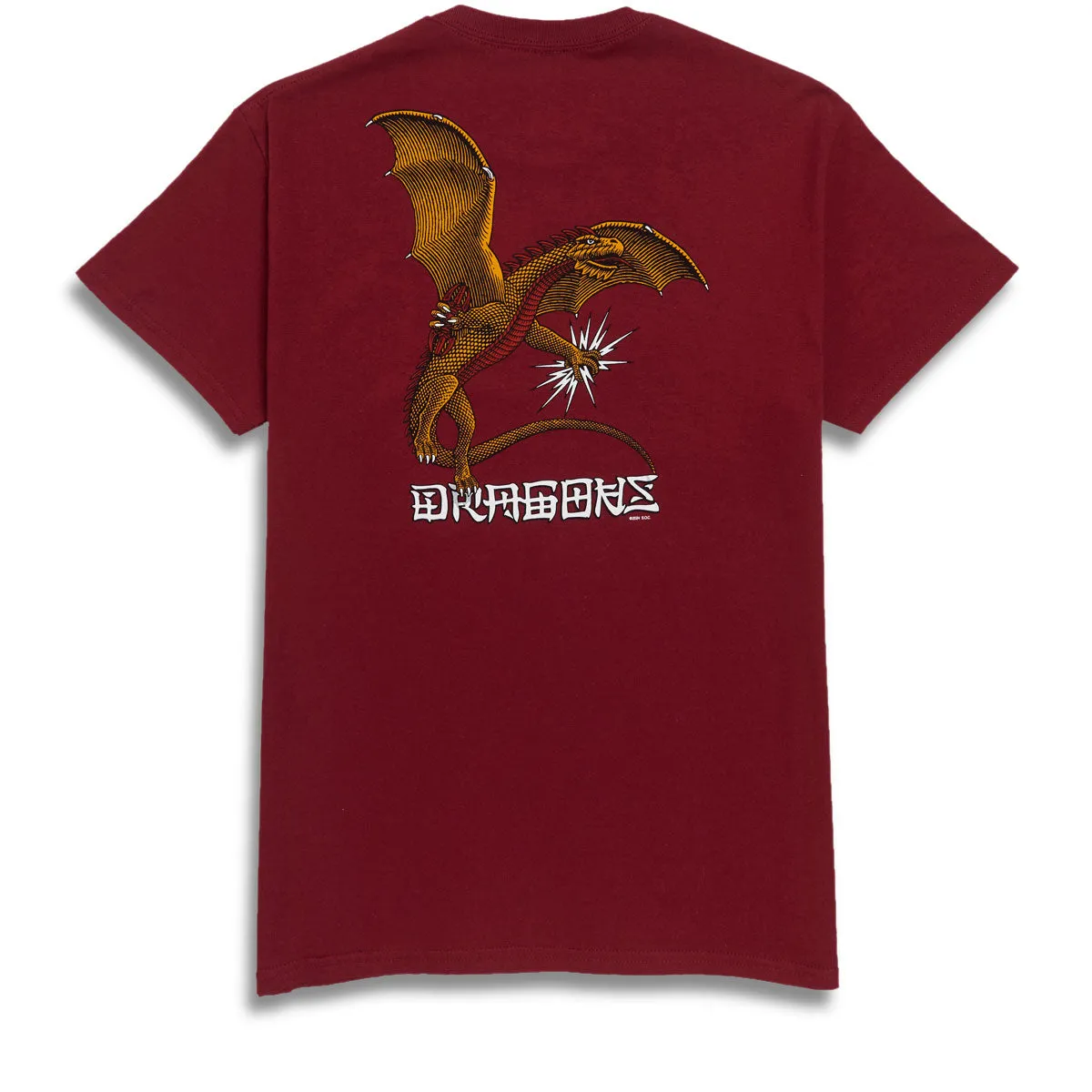 Powell-Peralta Dragons Logo T-Shirt - Burgundy Electrical Supplies Backpacks