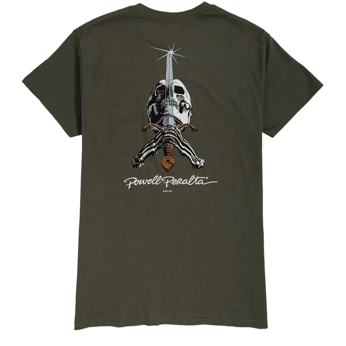 Powell-Peralta Skull & Sword II T-Shirt - Military Green Beauty Tools Memorabilia