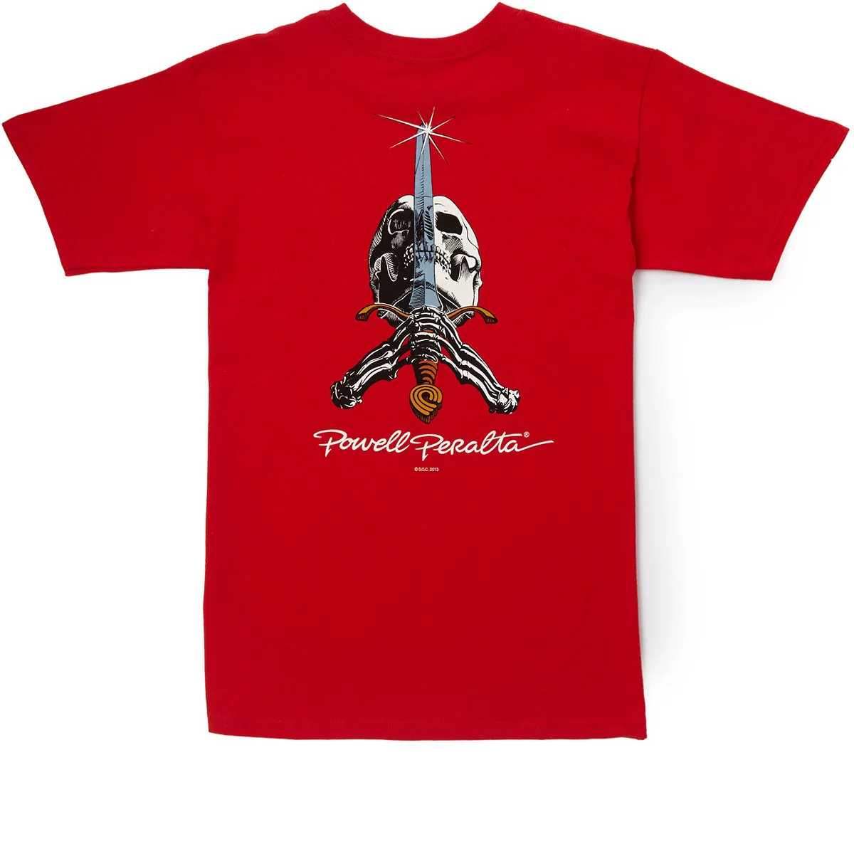 Powell-Peralta Skull And Sword T-Shirt - Red Hoodies Passport Holders