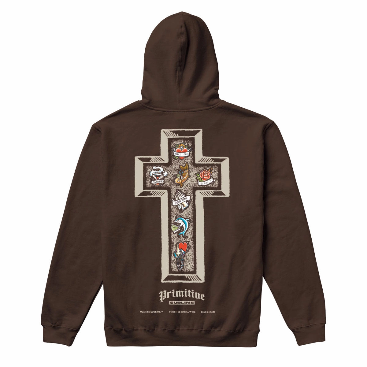 Primitive x Sublime Memory Hoodie - Brown Tools Vegetarian